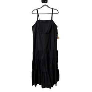 Prabal Gurung Black Tiered Plus Size Maxi Dress Bow Summer Size 18